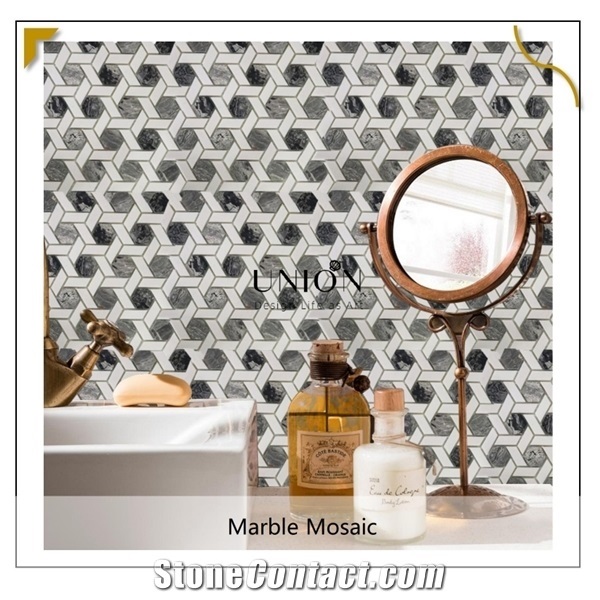 Grey Marble Mosaic Floor Tile Bathroom New Style Hexagonal