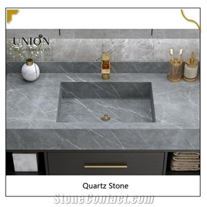 Grey Quartz Customized Size Resin Slabs for Table Tops
