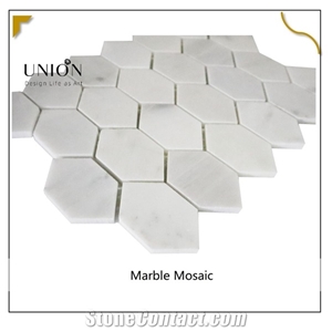 Hexagon Bianco Carrara White Marble Mosaic for Bathroom Wall