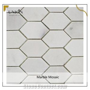 Hexagon Bianco Carrara White Marble Mosaic for Bathroom Wall