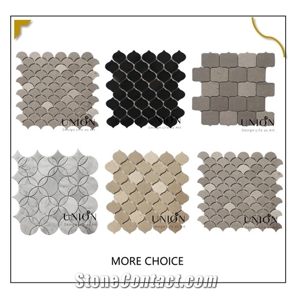 Hot Sale White Grey Marble Mosaic Tile Flower Pattern Design