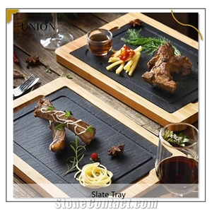 Jiujiang Black Bamboo Steak Slate Rectangular Flat Plate