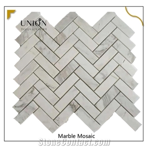 Herringbone Marble Stone Tiles Interior Kitchen Wall Mosaic 