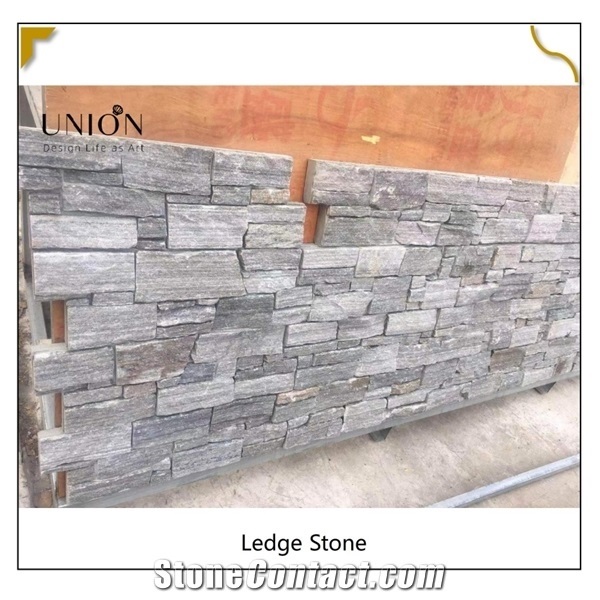 Ledge Stone Wall Cladding Green Mixed Rustic for Decoration