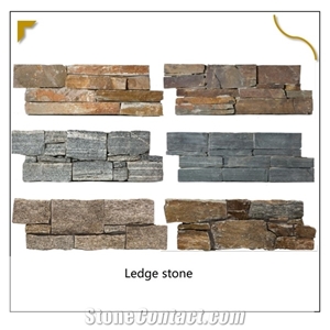 Ledge Stone Wall Cladding Green Mixed Rustic for Decoration