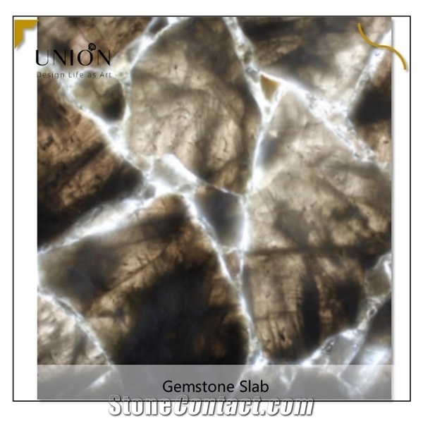 Lilac Semiprecious Stone Clabs Panel for Bar Countertop Deco