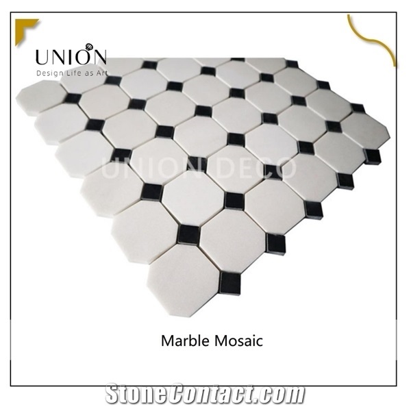 Marble Tile Mosaic White Color With Black Dots Wall Mosaic 
