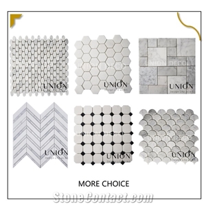 Marble Tile Mosaic White Color With Black Dots Wall Mosaic 