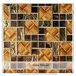 Metal Stainless Mixed Glass Mosaic Brown Colorful Squaretile
