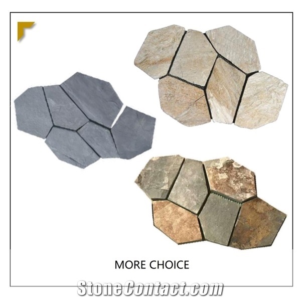 Multicolor Rusty Flagstone Random Shape Floor Stone Tiles