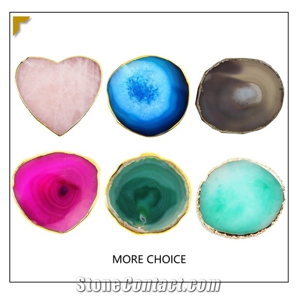 Natural Agate Slice Coaster Fashion Colorful Dyeing Mat Pads