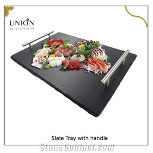 Natural Black Cheese Board Slate Plate Place Mat for Kitchen