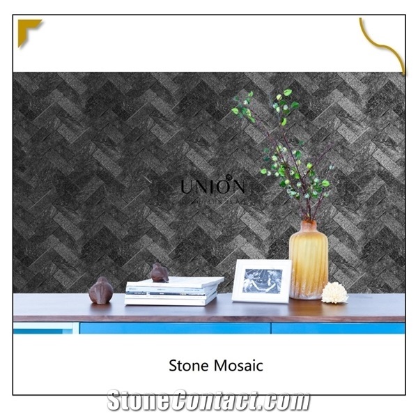 Natural Black Herringbone Mosaic Tile for Wall Decoration