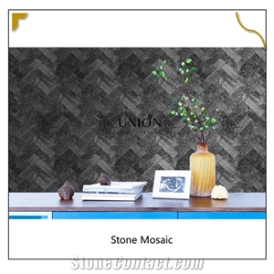 Natural Black Herringbone Mosaic Tile for Wall Decoration