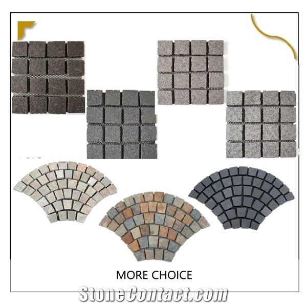 Natural Granite Cube Paver Black/Yellow/Grey Floor Stonetile