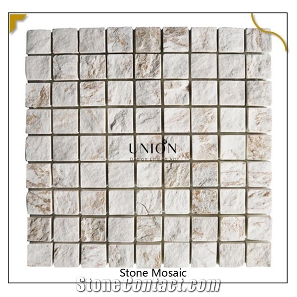 Natural Quartize Stone Sliver Snow White Color Mosaic Tiles