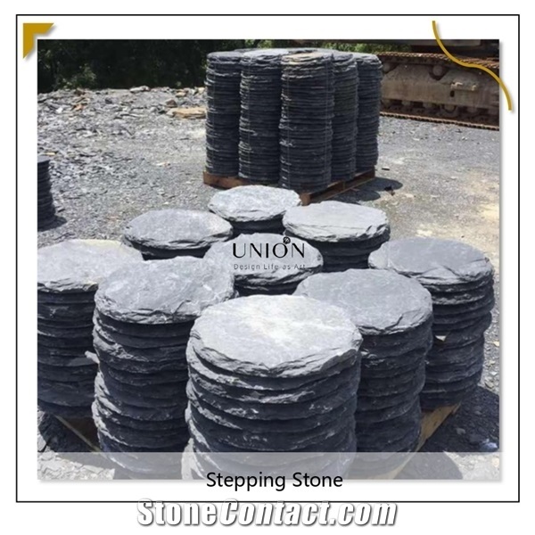 Natural Round Black Stepping Landscaping Stone Tiles Paver