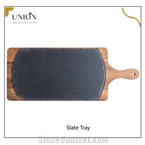 Natural Slate Effect Paddle Pizza Board Plate Food Serving