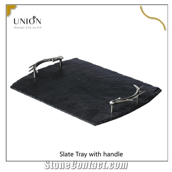 Natural Slate Serving Trays with Stainless Steel Handles