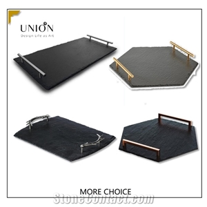 Natural Slate Serving Trays with Stainless Steel Handles