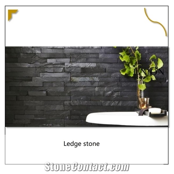 Natural Z Shape Mini Black Slate Panel Cheap Wall Decoration