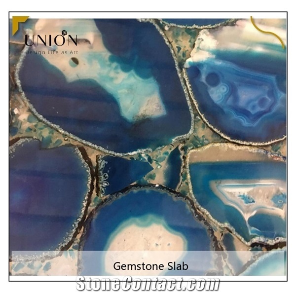 Polished Surface Blue Natural Agate Stone for Home Decors
