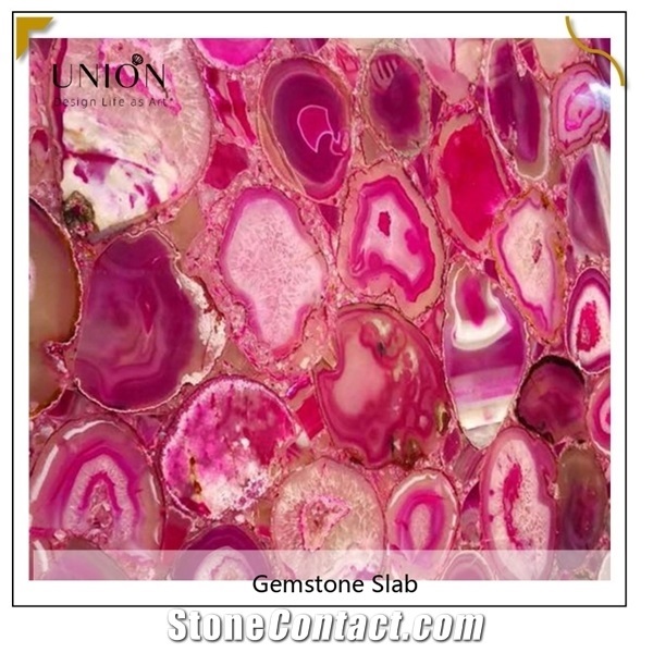 Rose Pink Semi-Precious Agate Slabs for Interior Bathroom