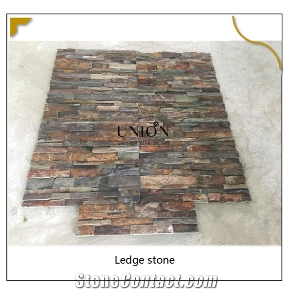 Rusty Sunset Split Face Slate Stone Panels Ledge Wall Clad