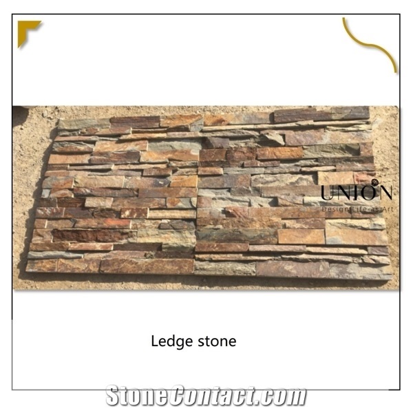 Rusty Sunset Split Face Slate Stone Panels Ledge Wall Clad