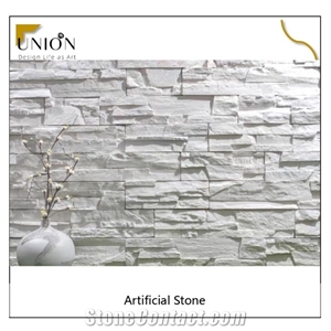White Wall Cladding Made Of Cement Artificial Stone Slabs