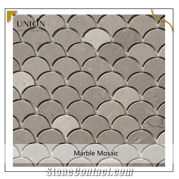White Wooden Marble Sector Walling Tile Water-Jet Mosaic