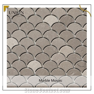 White Wooden Marble Sector Walling Tile Water-Jet Mosaic
