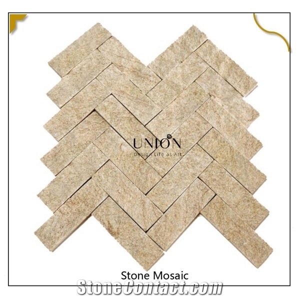 Yellow Grainte Tiger Skin Color Stone Mosaic Tile New Design