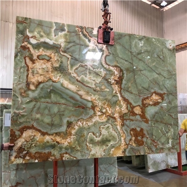 Chinese Polished Green Onyx Slab/Cut To Size Tiles