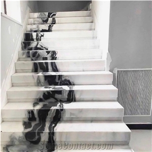 Panda White Marble Stairs Tiles/Marble Steps