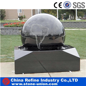 Polished Round Black Marble Ball Water Fountain