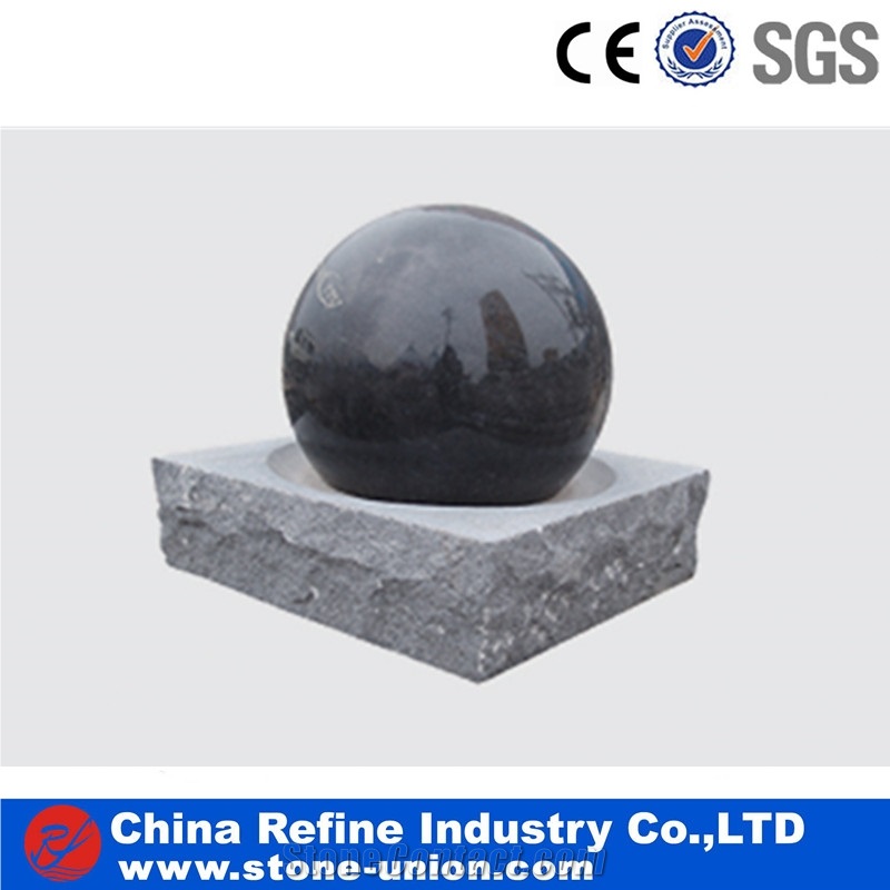 Polished Round Black Marble Ball Water Fountain
