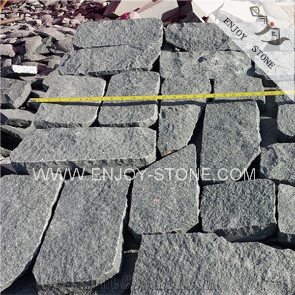 G612 Olive Green Granite Cobble Stone,Stepping Pavements