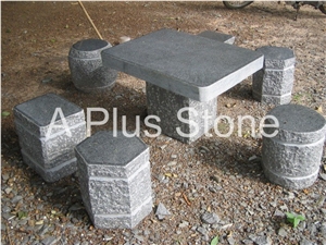 Black Basalt Table Set, Vietnam Black Basalt Outdoor Furniture