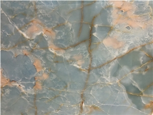 Blue Jade Onyx Slabs with Rusted Veins for Walling