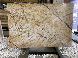 Picasso Gold Marble Slab with Gold Vein Colour