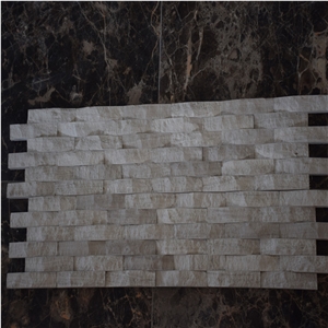 White Marble Cultured Stone Split Faced Mosaics