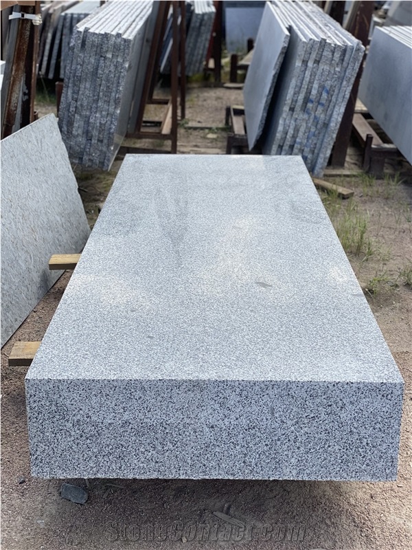 Grey Ukraine Granite Block Headstone 