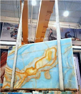 China Blue Onyx Slab Wall Tiles for Decoration