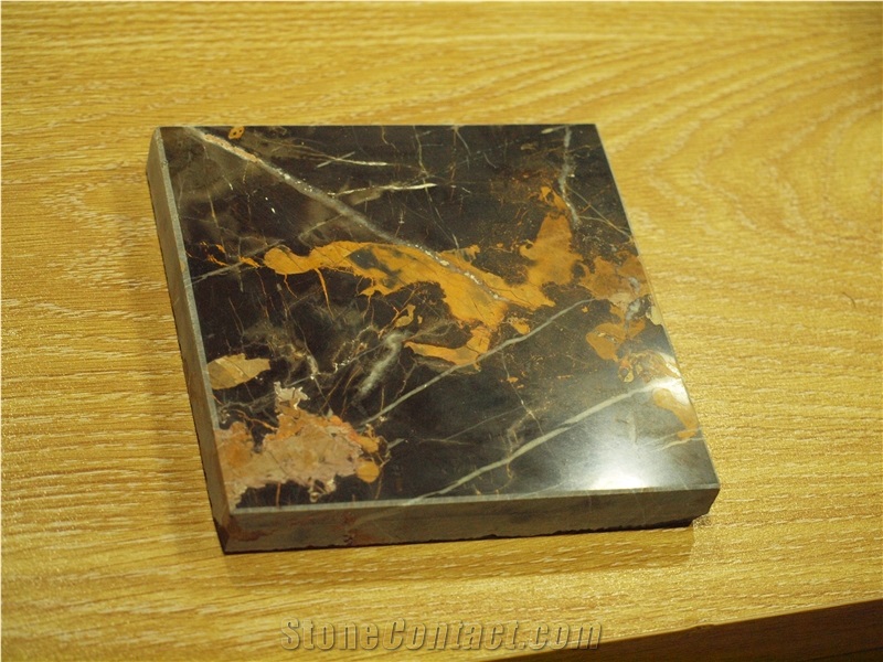 Black & Gold Marble Tile Slab