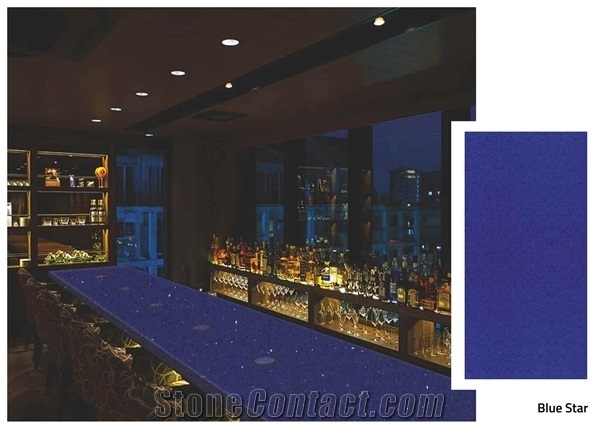Florence Blue Star Engineered Quartz Bar Top,Commercial Counters