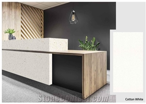 Florence Cotton White Engineered Quartz Reception Counter, Commercial Counters