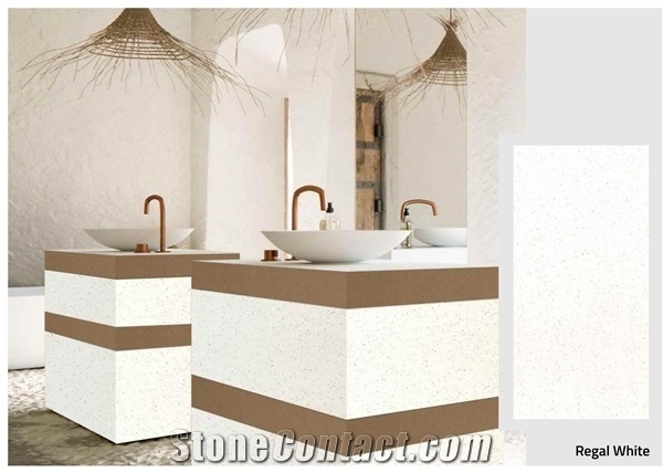 Florence Regal White Engineered Quartz Bathroom Vanity Units