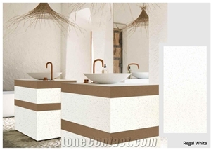 Florence Regal White Engineered Quartz Bathroom Vanity Units