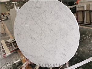Natural Carrara White Marble Bianco Table Top Round Tops